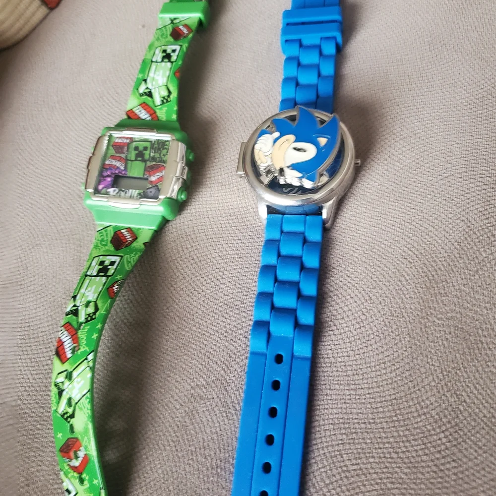 Sonic Blue Digital Smartwatch+minecraft 2 Piece Watch